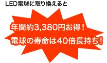 年間約3,880円お得！40倍長持ち！